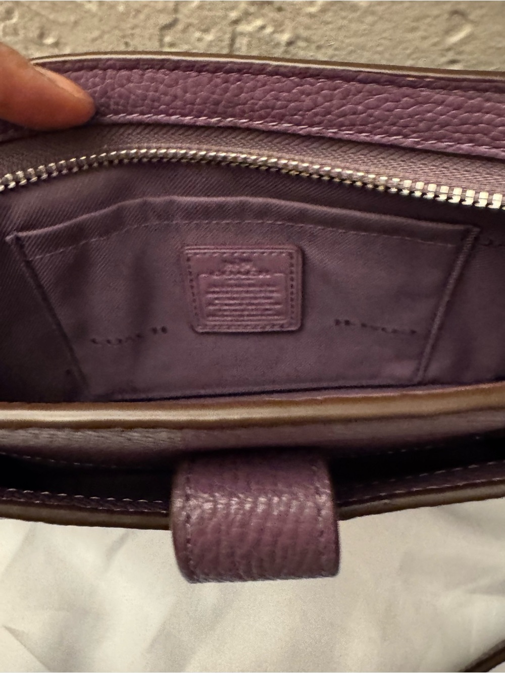 COACH Pebbled Leather Crossbody Bag in Eggplant with Silver Hardware - Picture 4 of 5